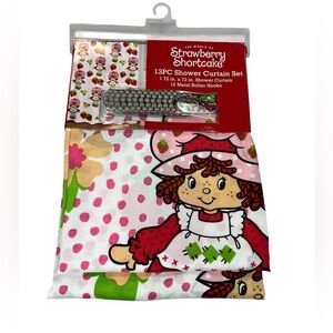 Strawberry Shortcake 13 PC Shower Curtain Set Floral Strawberries NEW